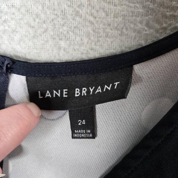 Lane Bryant 24W Lena Dress Black Polka Dot Midi Length Pockets Flutter Sleeve - Picture 5 of 9